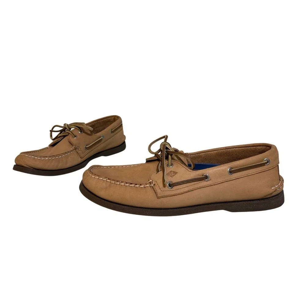 Sperry Mens Gold Cup Boat Shoes 11W Tan Leather Authentic Original Top-Sider